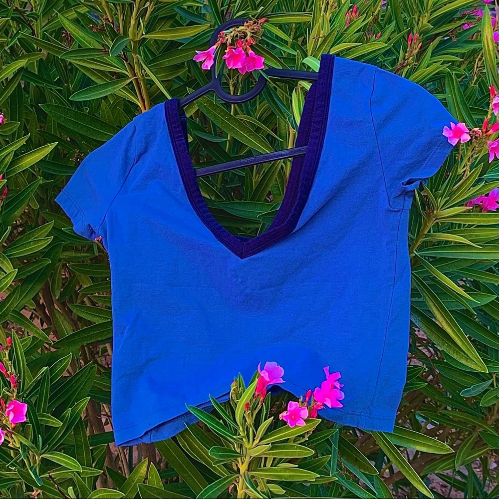 Blue ringer crop tee